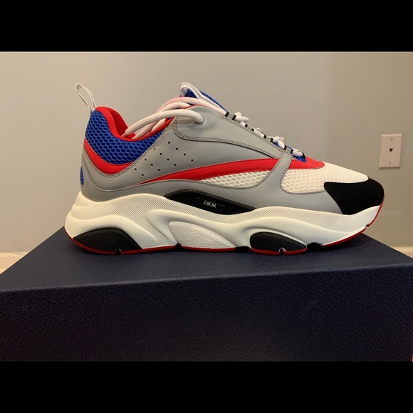 Dior blue/gray/red calf/mesh sneakers size 47 - Picture 2 of 6